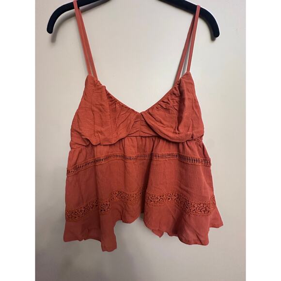 No Boundaries Rust Boho Lace Trim Peplum Cami – XL - Picture 6 of 6